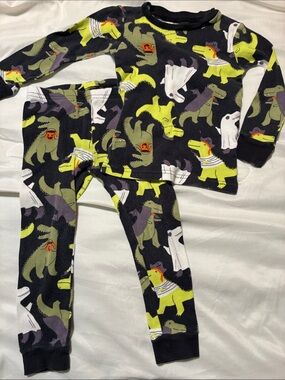Carter's Dinosaur Two-Piece Pajama Set - Neon Yellow & Black